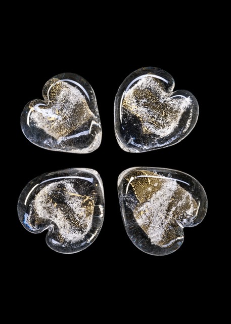 Kristall-Set 4 kleine goldene Herzen